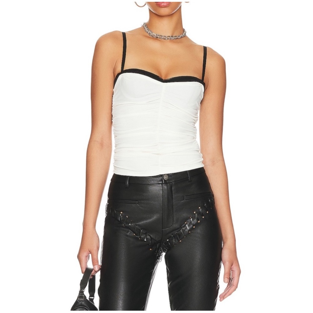 Miaou Renzo Ruched Mesh Tube Top Revolve